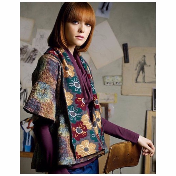 Anthropologie Sweaters - Anthro Moth Impressionist Reversible Wool Cardigan